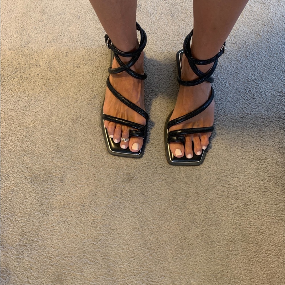 Vince Camuto Black Braided Wrap Sandals